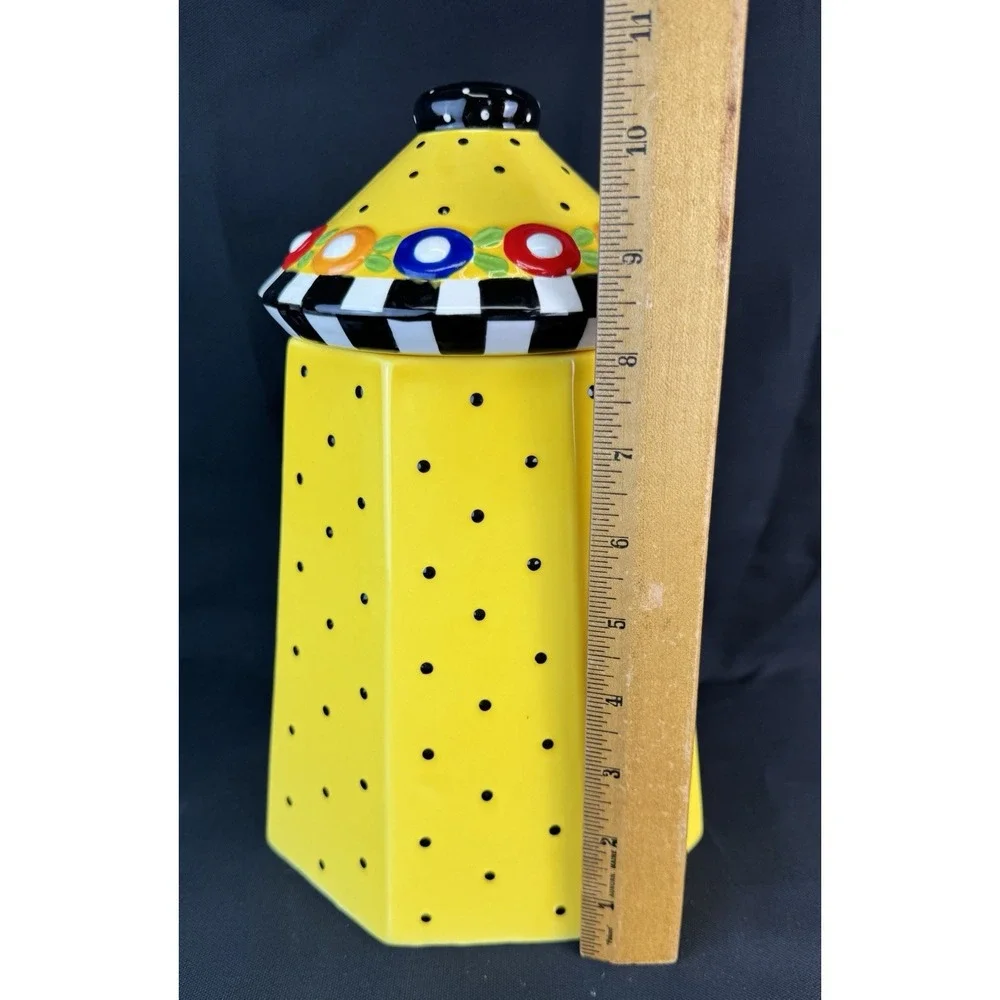 Vintage Sakura Afternoon Tea Mary Engelbreit Yellow Polka Dot 1995 Cookie Jar
